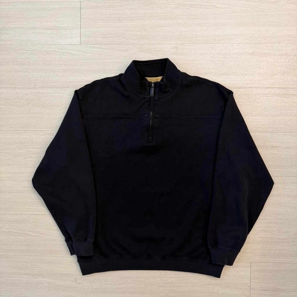Roundtree & Yorke Gold Label Quarter Zip Black Pullover Men's Size XL